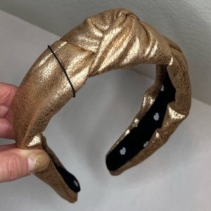 Lele Sadoughi Faux Leather Knotted Headband, Gold